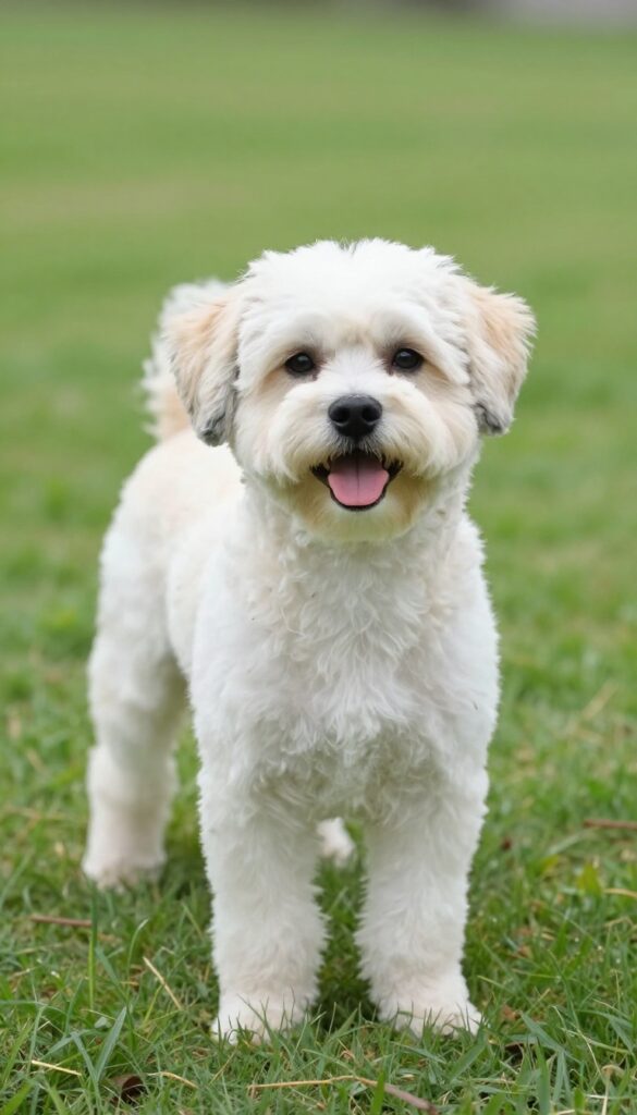 A Shih Tzu with a classic puppy cut grooming style in natural light, showcasing easy maintenance and a neat appearance for busy owners.