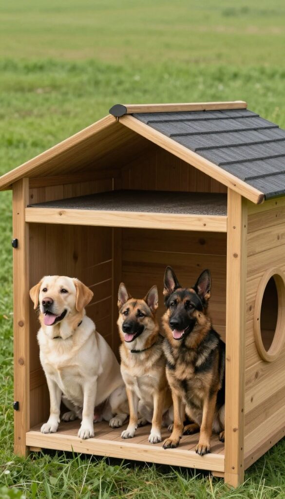 Double dog house with removable roof for easy cleaning