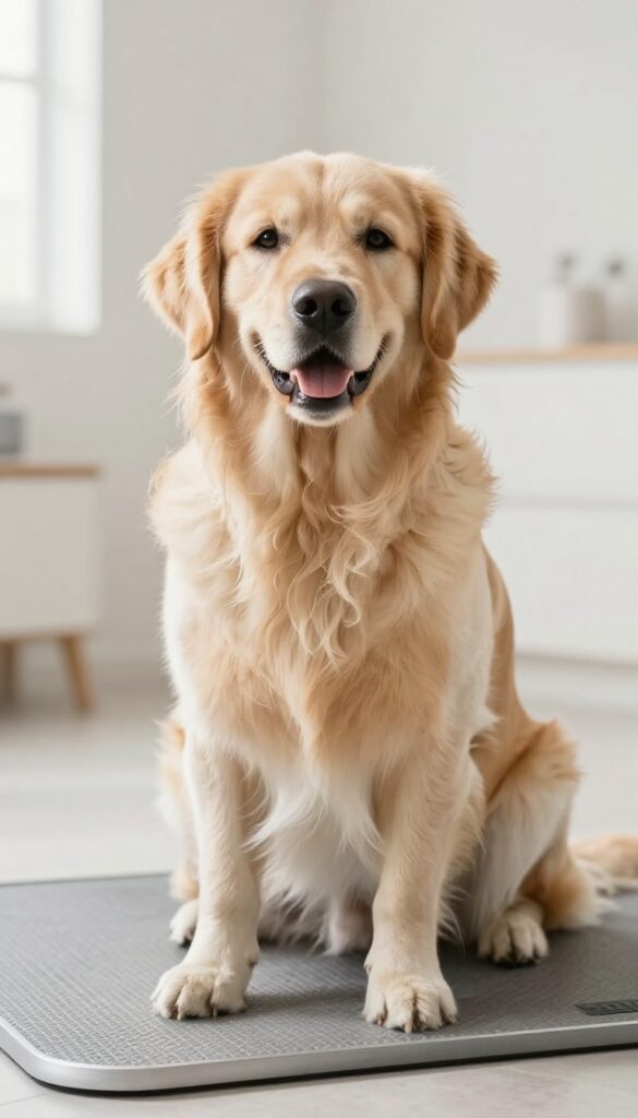 Golden Retriever with a tailored grooming style in a bright, natural setting, highlighting breed-specific care for long-haired dogs.