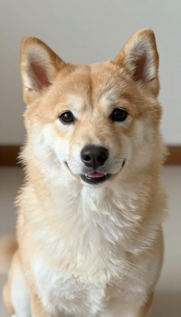 A Maltipoo with a face framing haircut showcasing clear eyes and fluffy fur in natural light