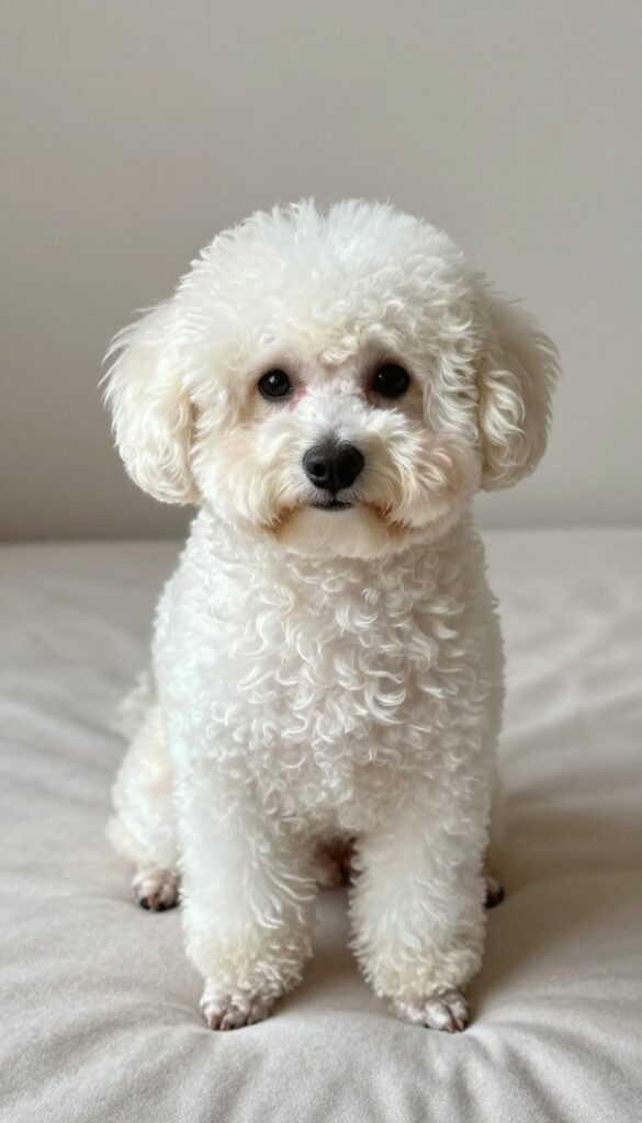 A Maltipoo with a teddy bear trim, looking like a living teddy bear in a bright indoor setting.
