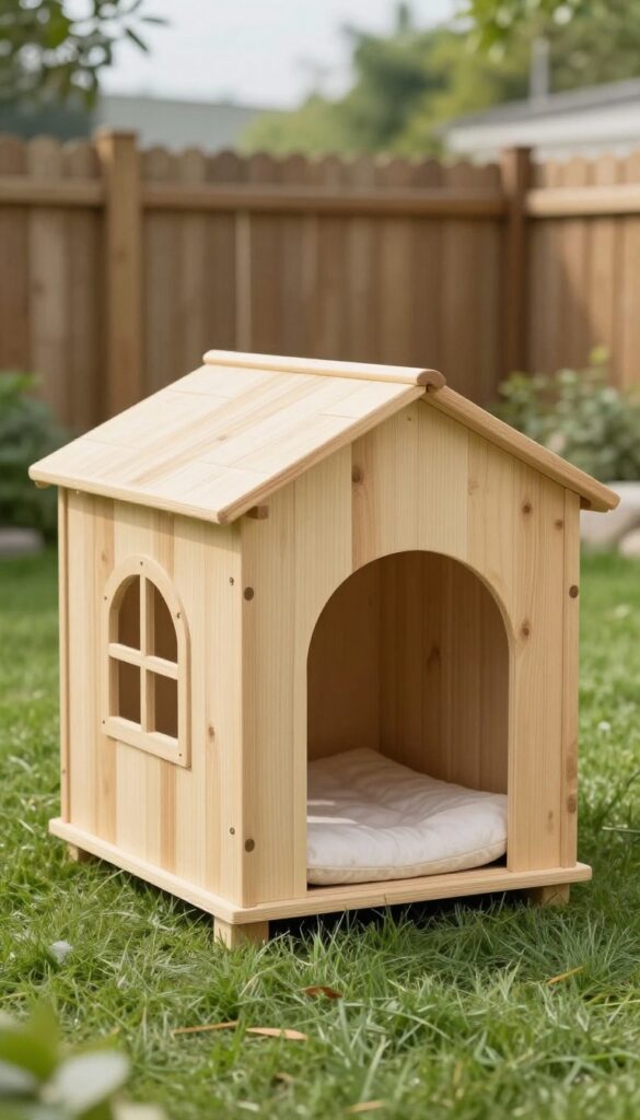 Dog house with removable roof lifted off for easy cleaning
