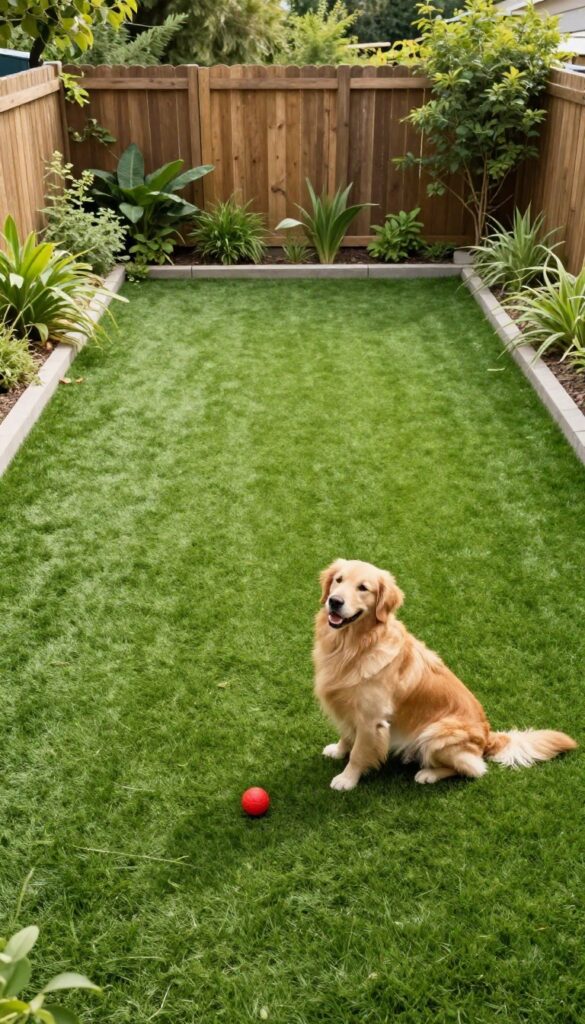 Artificial turf patch for low-maintenance dog play area