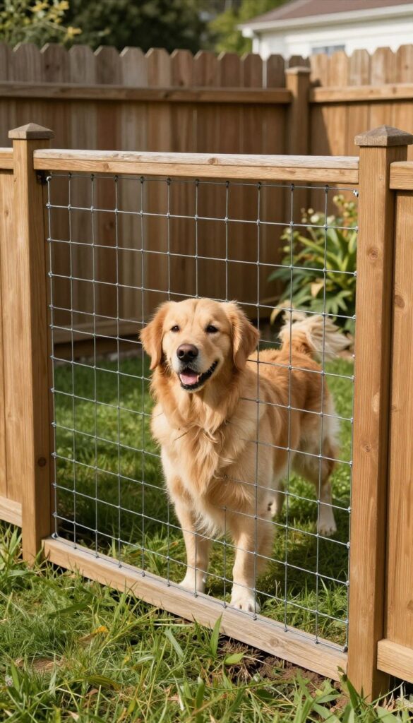 Secure fencing with dig guards prevents dogs from digging under the fence