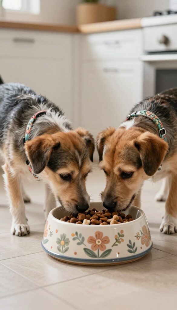 Patterned food and water bowls for girl dogs with pretty prints