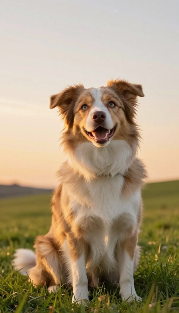 A photorealistic dog with a starry sky background, representing the name Nova, with a bright, curious expression.