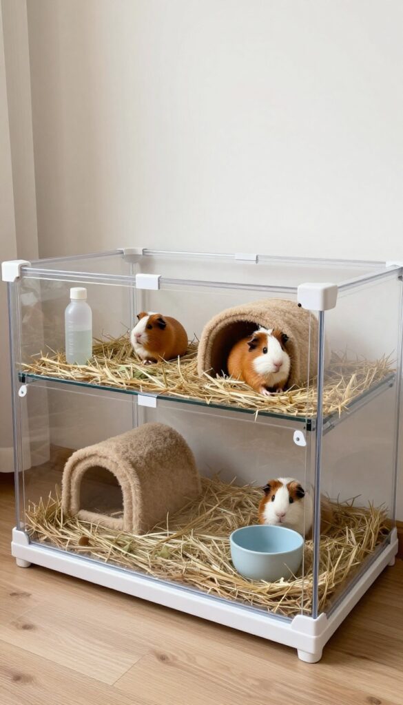 Corner Cage with Hanging Water Bottle and Hay Feeder