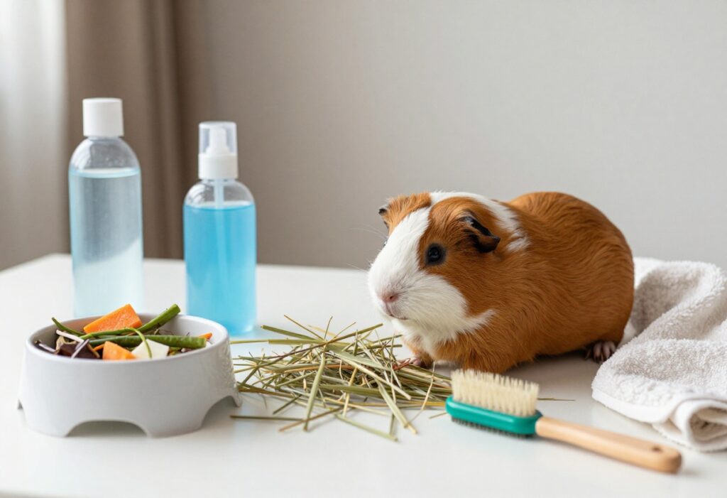 Guinea pig food meal prep with fresh vegetables in containers