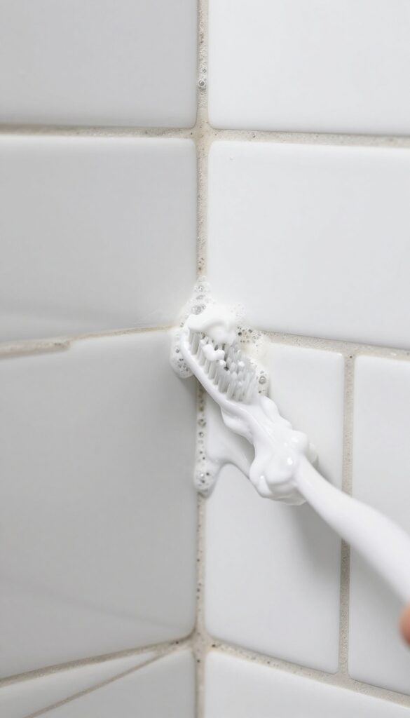 Cleaning grout with hydrogen peroxide and baking soda paste