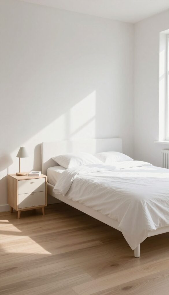 A clean, decluttered bedroom with natural light, minimal furniture, and no clutter, ready for deep cleaning.