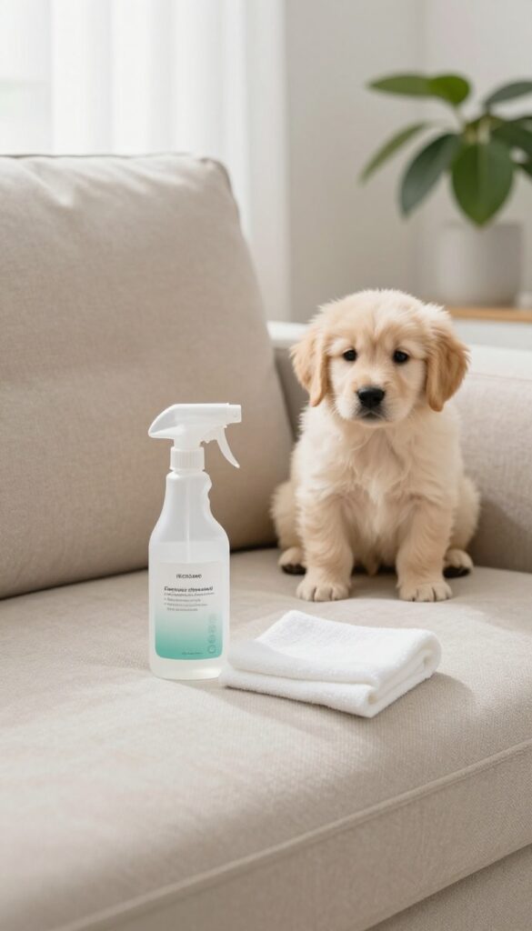 Enzyme cleaner for pet accidents on a couch