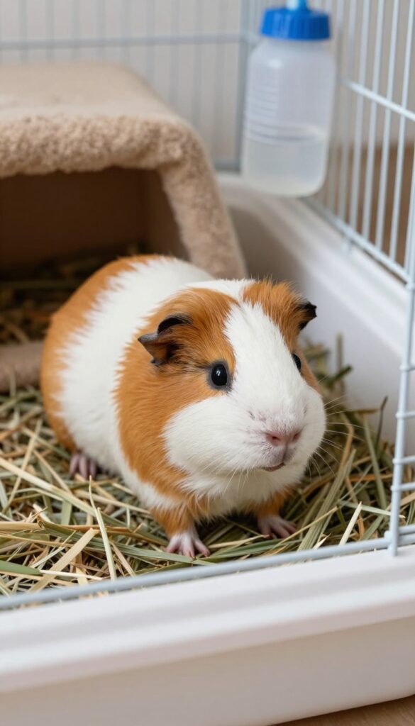 Guinea pig cage litter tray setup