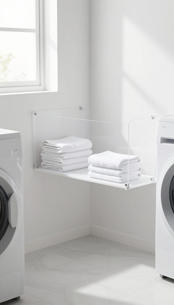 Dog wash station in laundry room with clear vinyl splash guard