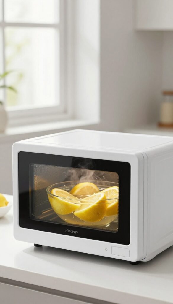 Deep cleaning a microwave with lemon steam