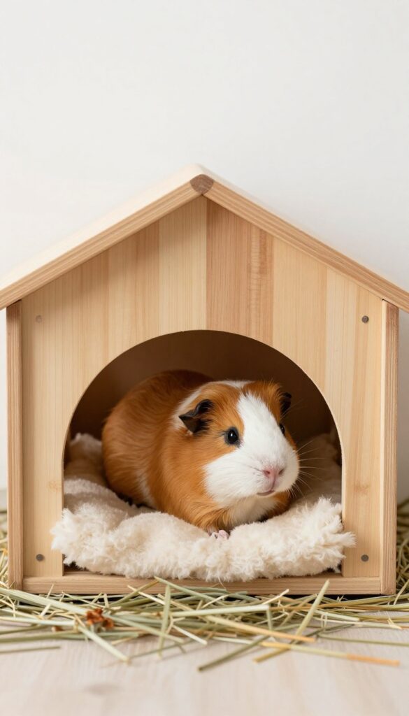 Guinea pig hideout with removable roof for easy cleaning