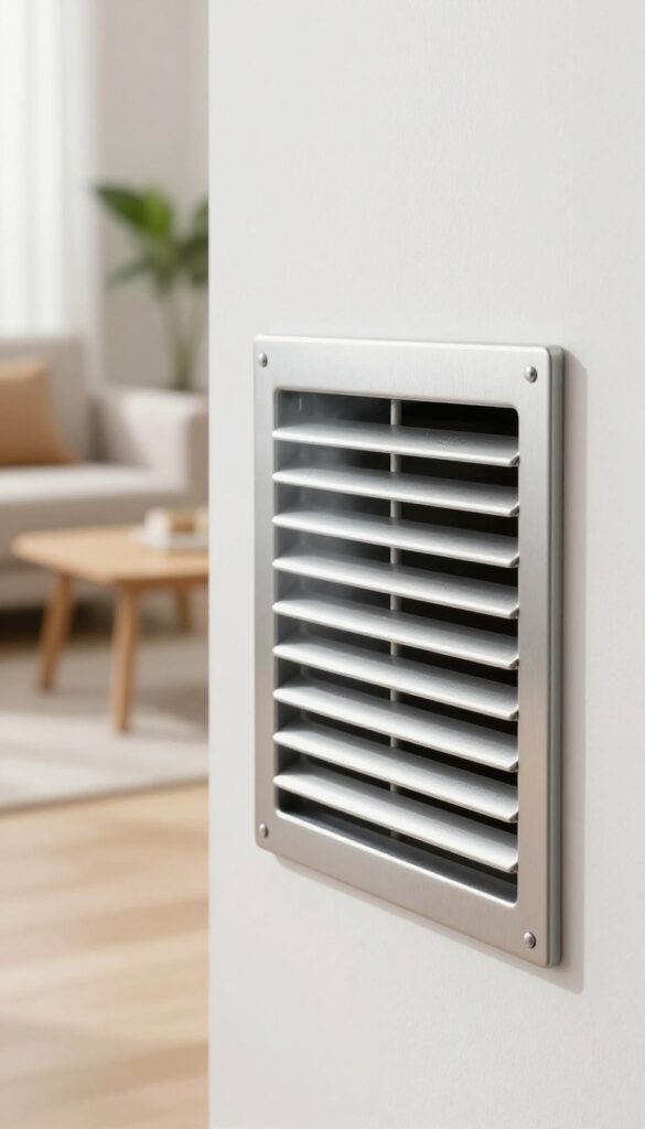 Clean air vent in a bright living room with natural light and modern decor