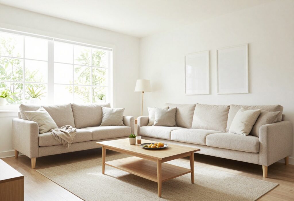 Bright and clean living room after a full house reset