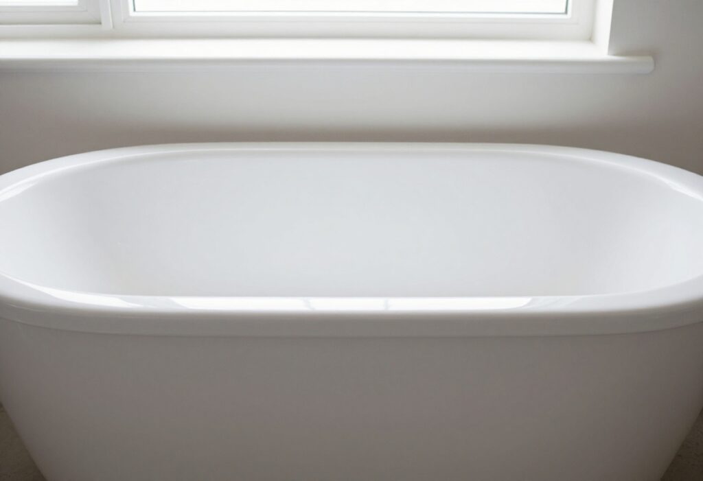 Bright clean bathtub with smooth shiny surface