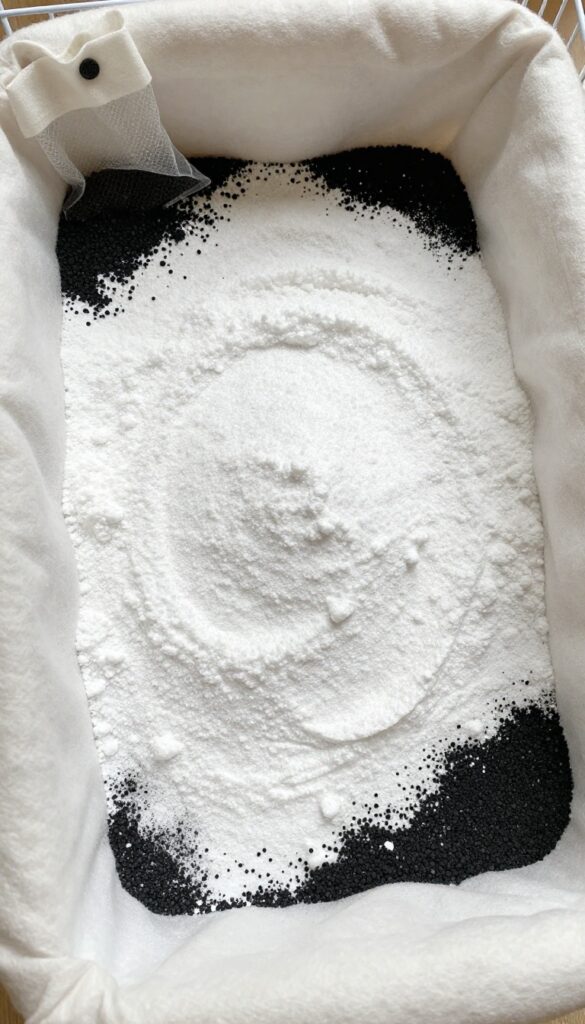 Guinea pig cage with baking soda and activated charcoal for odor control