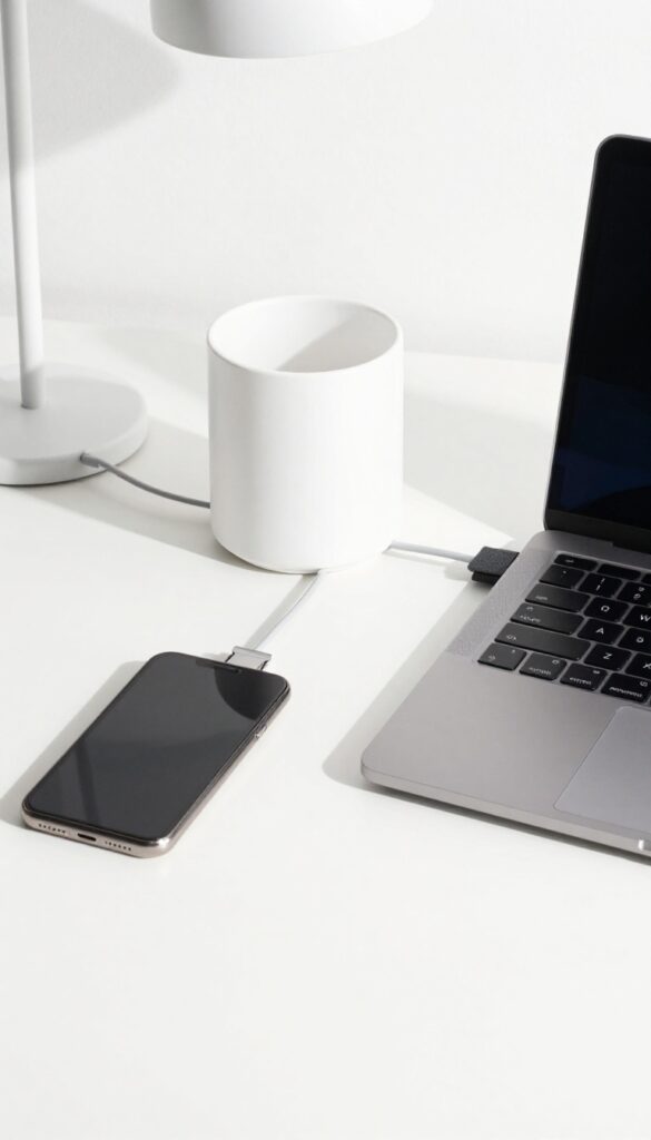Neatly organized cables on a desk with clips and ties