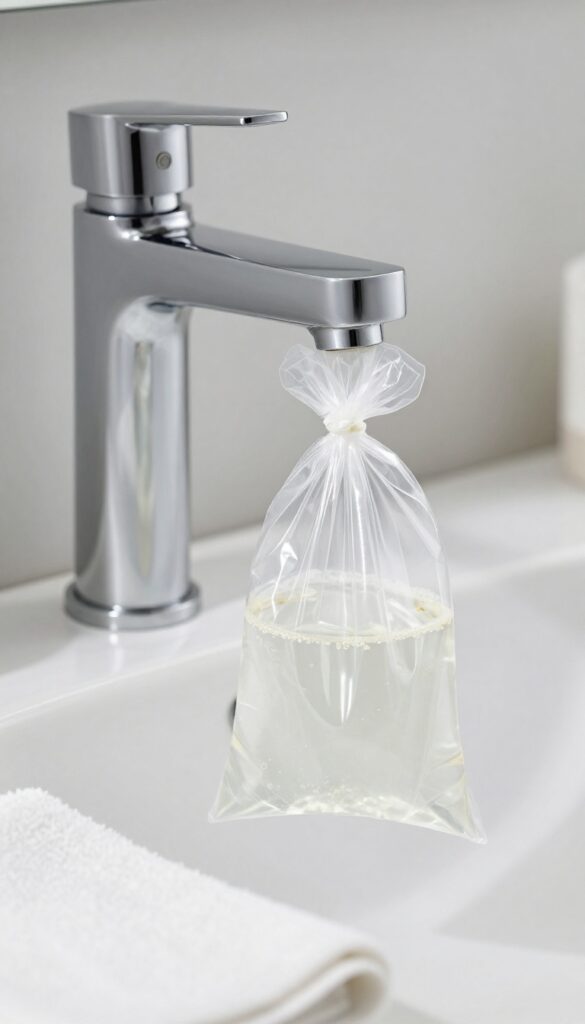 White vinegar soak for faucets to remove hard water stains