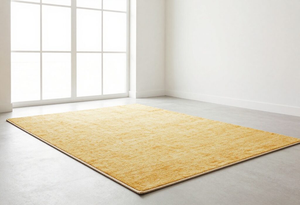 Freshly cleaned area rug in a bright living room