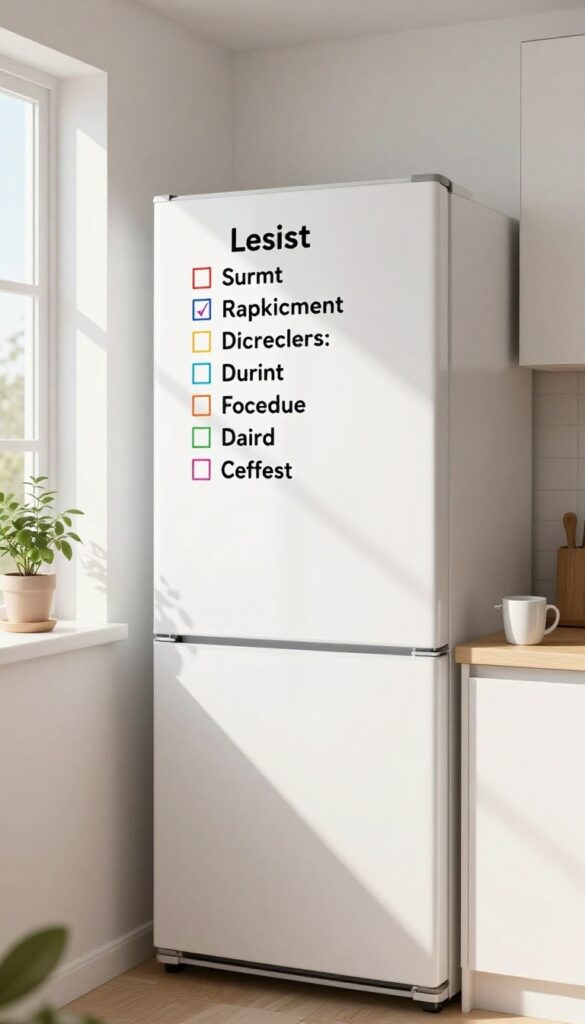 Whiteboard in kitchen with shared cleaning checklist