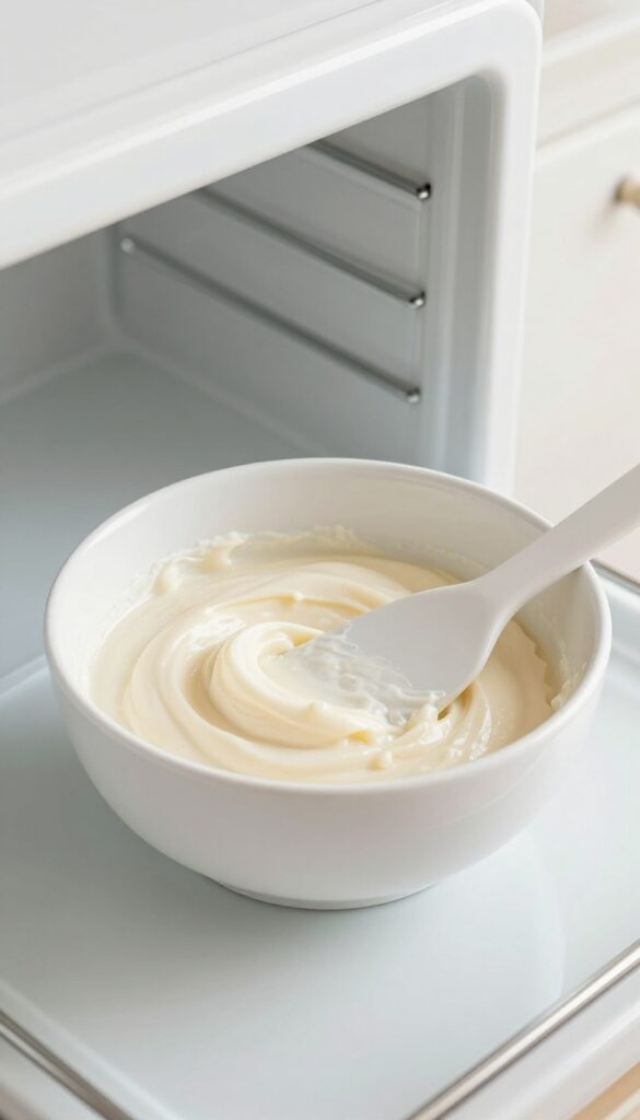 Cream of tartar paste being applied to a greasy oven spot