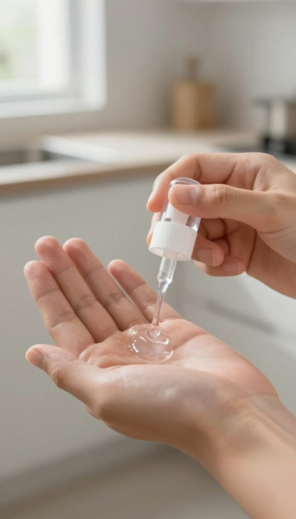 Hand sanitizer being applied to clean hands