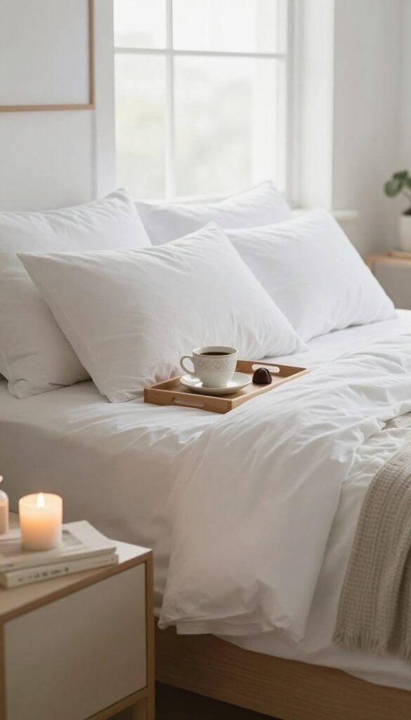 Clean bedroom with reward items on bed after cleaning