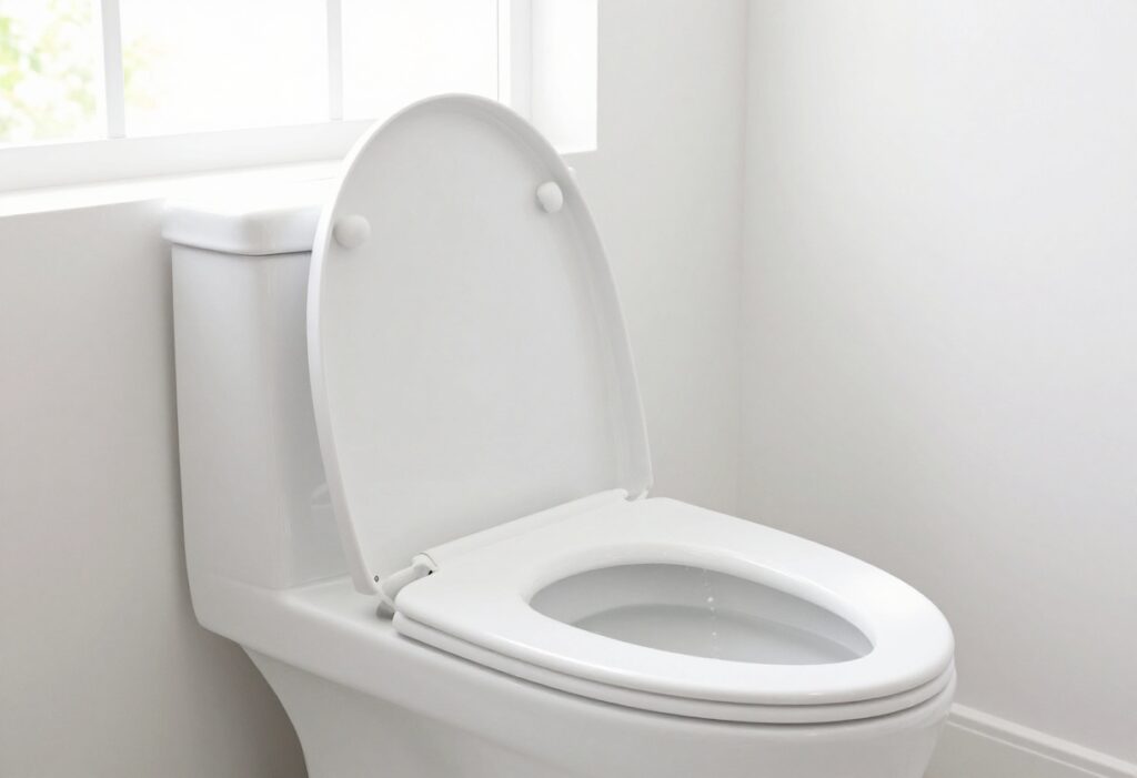 Clean toilet tank interior with water and components visible