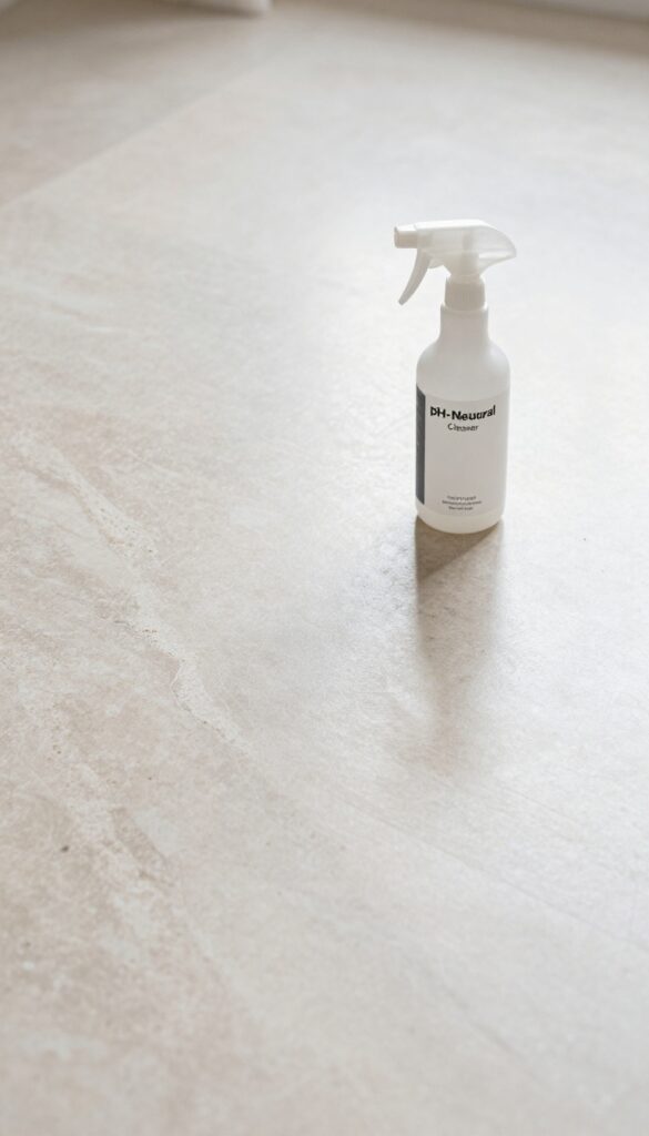 Cleaning natural stone floor with pH-neutral cleaner and microfiber mop