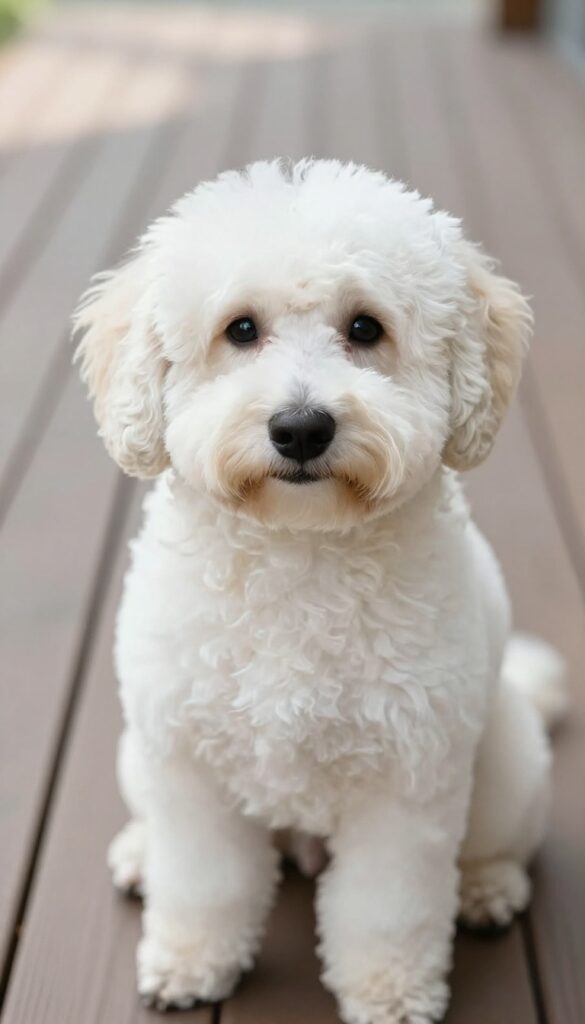 Goldendoodle with puppy cut teddy bear face grooming style