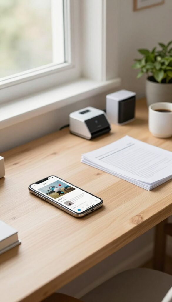 Digitizing paper clutter with a scanner and smartphone on a clean desk