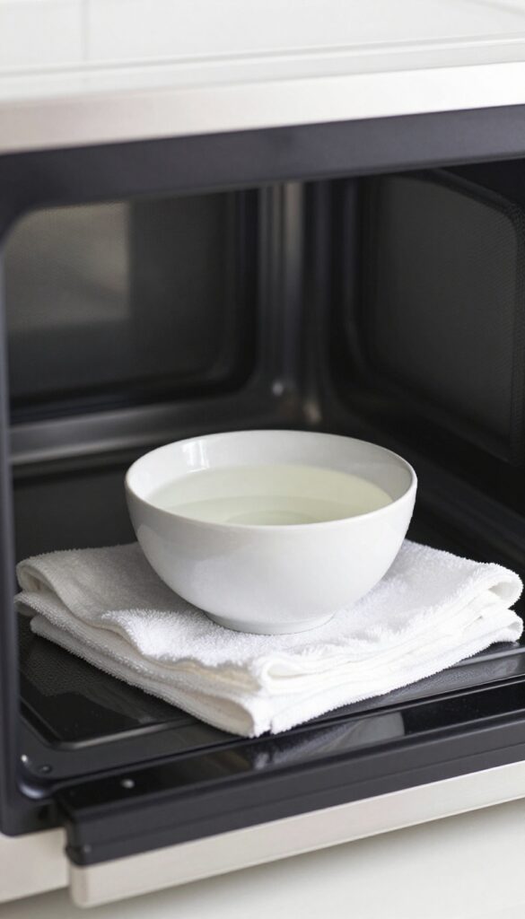 Cleaning microwave door and seal with vinegar solution