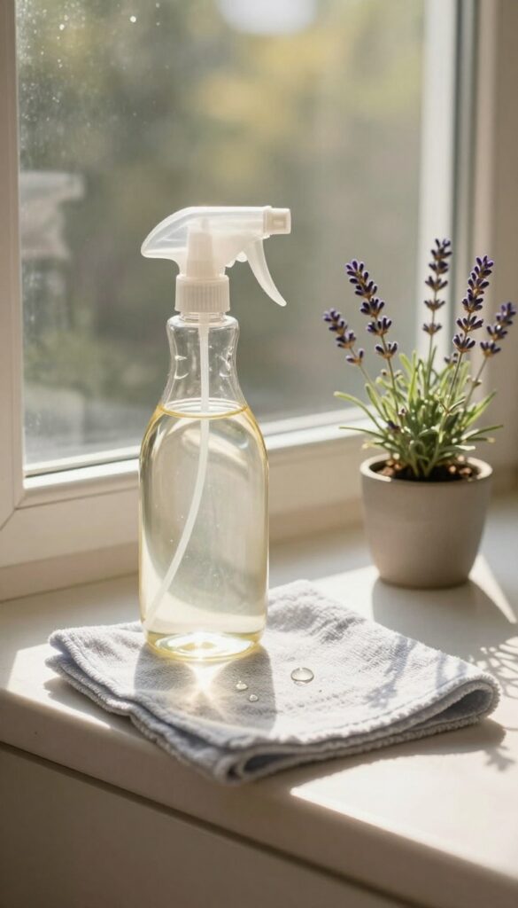 Window cleaning with essential oils for scent and shine