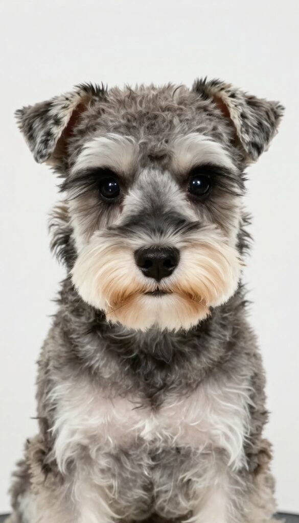 Retro teddy bear face grooming on a terrier mix dog