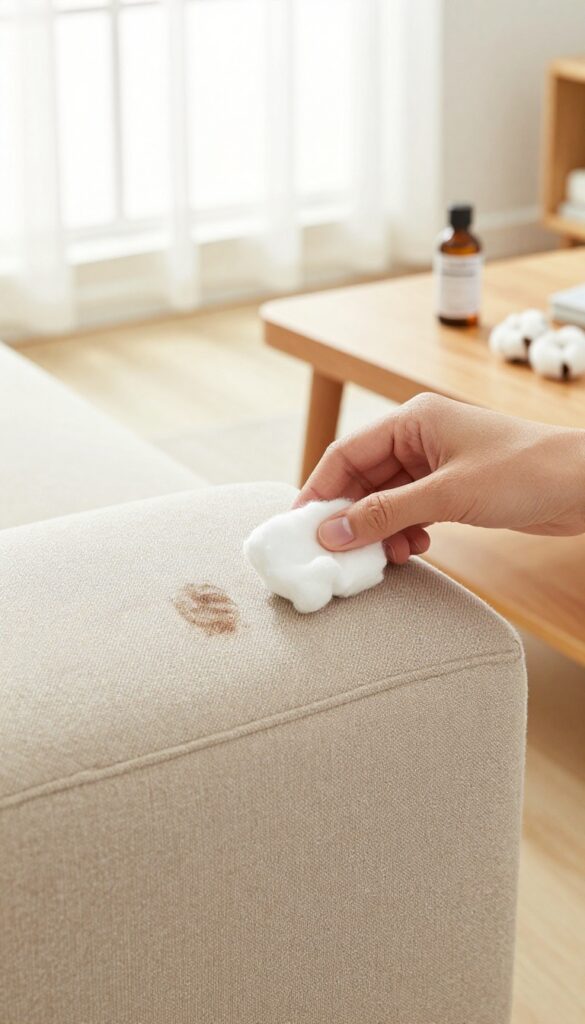 Treating ink stain on upholstery with rubbing alcohol