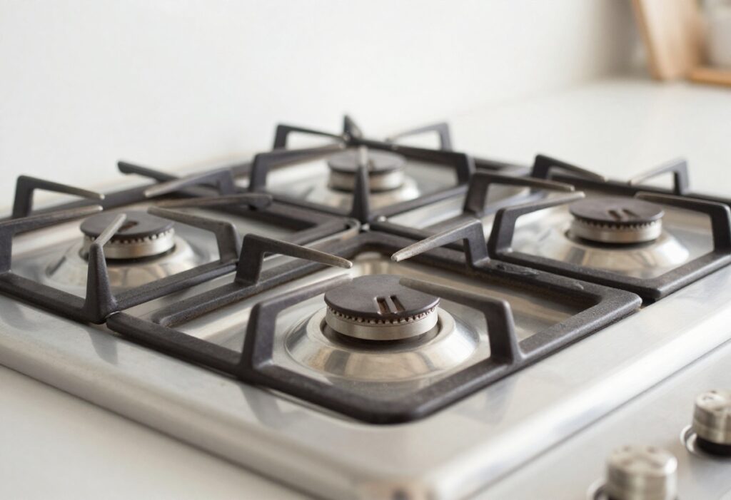 Clean stove grates on a gas stove