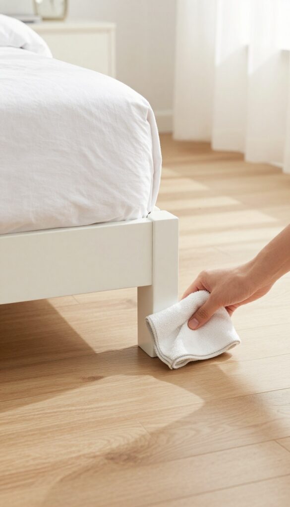 Cleaning under and behind bedroom furniture