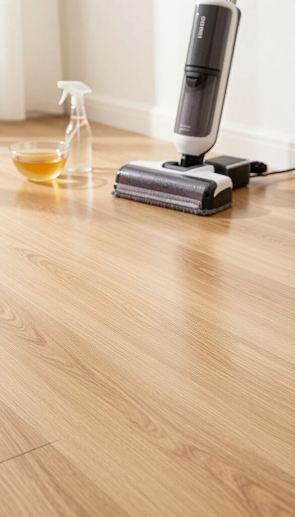 Apple cider vinegar cleaning solution for wood floors with Tineco mop
