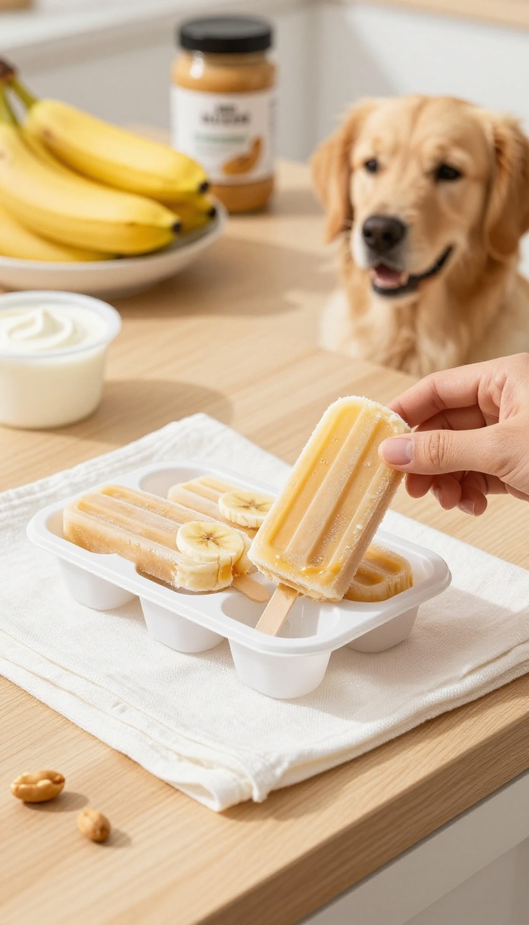 1. Frozen Peanut Butter and Banana Pupsicles