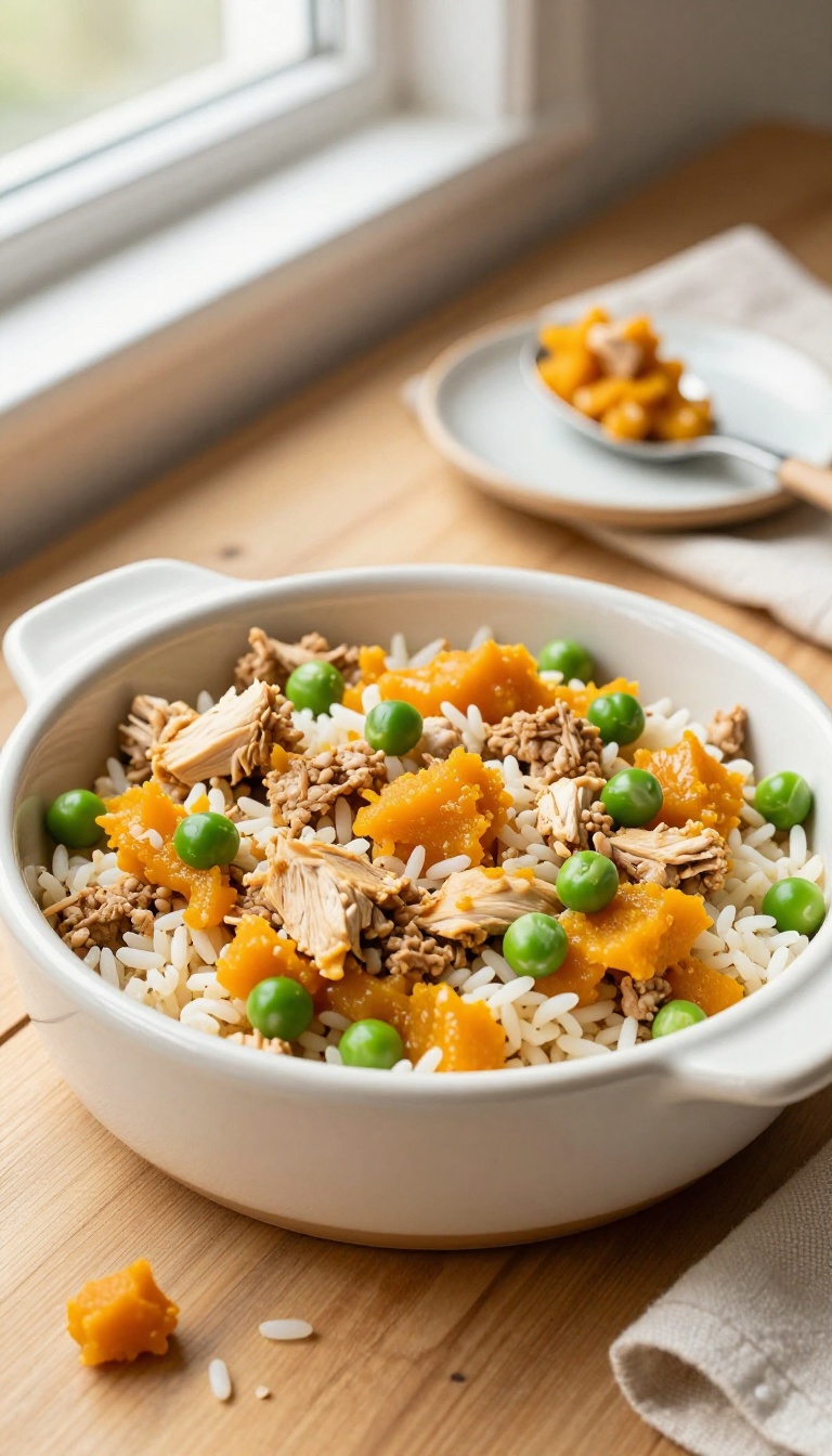 17. Ground Chicken and Pumpkin Rice Casserole with Peas