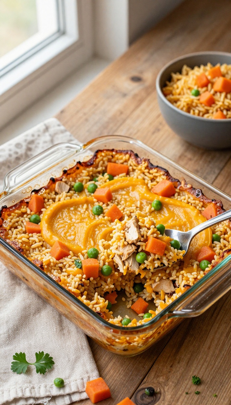 2. Pumpkin Chicken Rice Casserole
