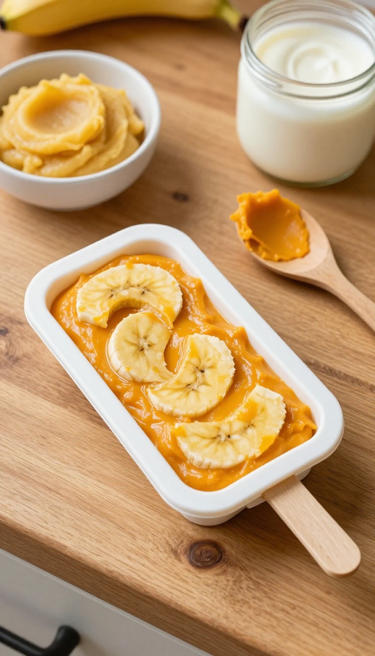 8. Pumpkin Banana Yogurt Pupsicles