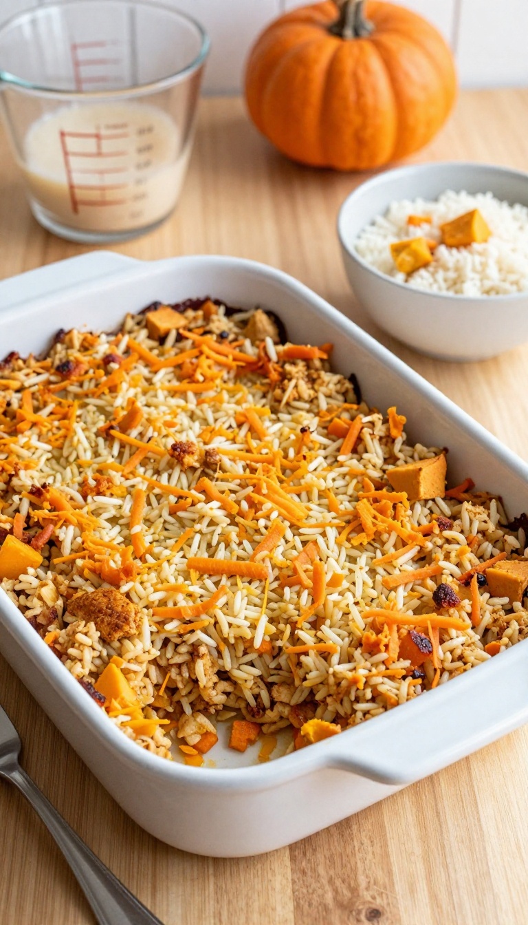 10. Chicken and Pumpkin Rice Bake with Carrots