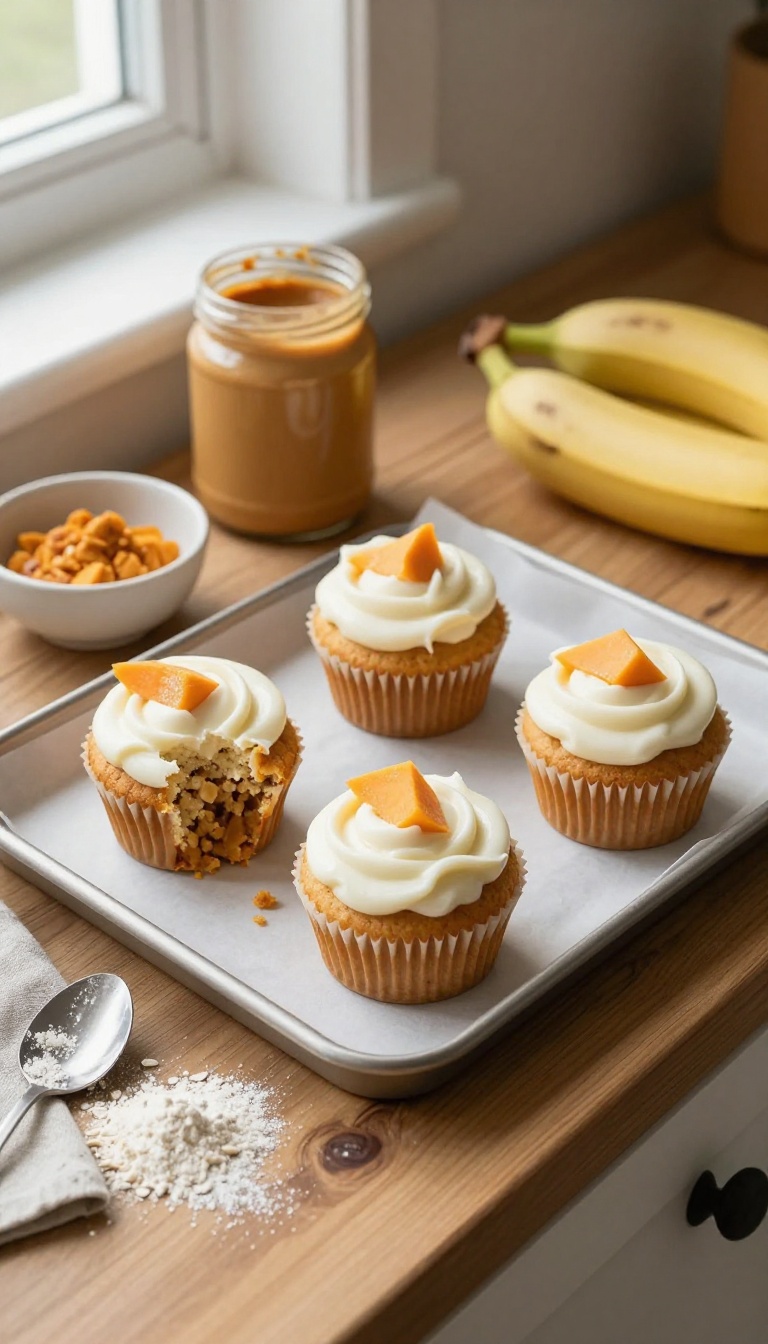 5. Peanut Butter & Banana Cupcakes with a Pumpkin Frosting