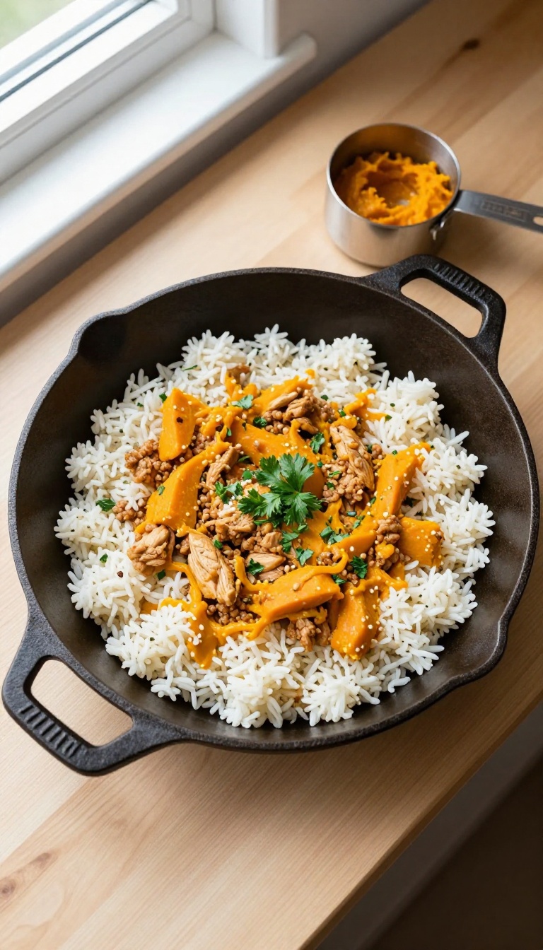 11. Ground Chicken and Pumpkin Rice Skillet