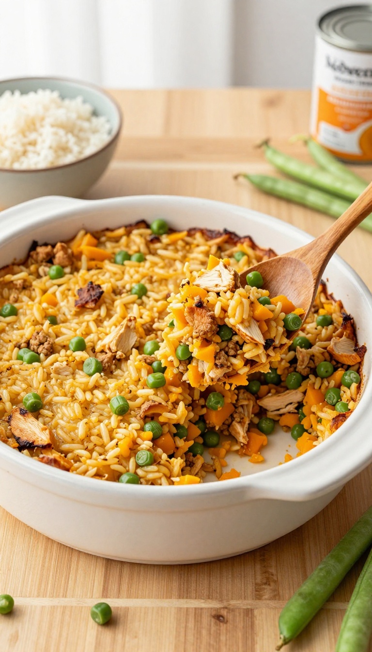 13. Pumpkin Chicken Rice Casserole with Green Beans