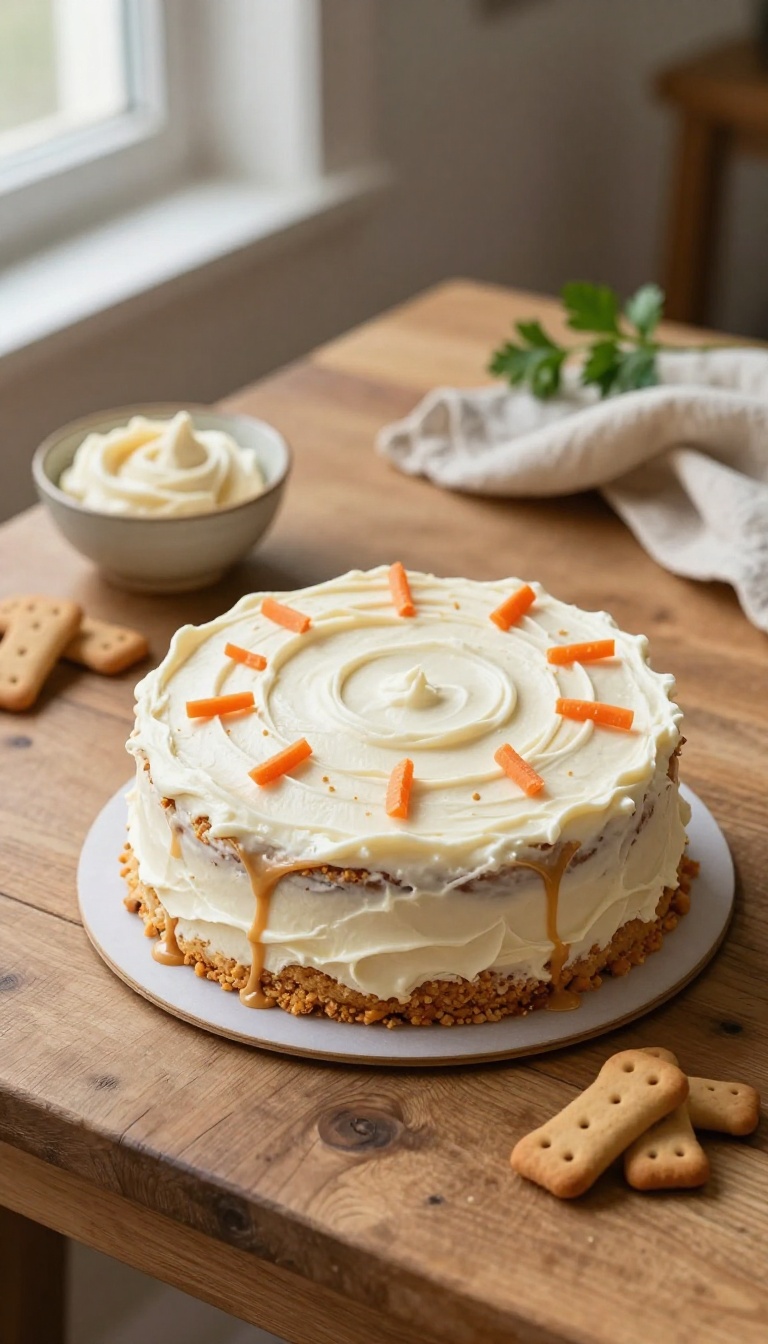 7. Peanut Butter & Carrot Dog Cake with Cream Cheese Frosting